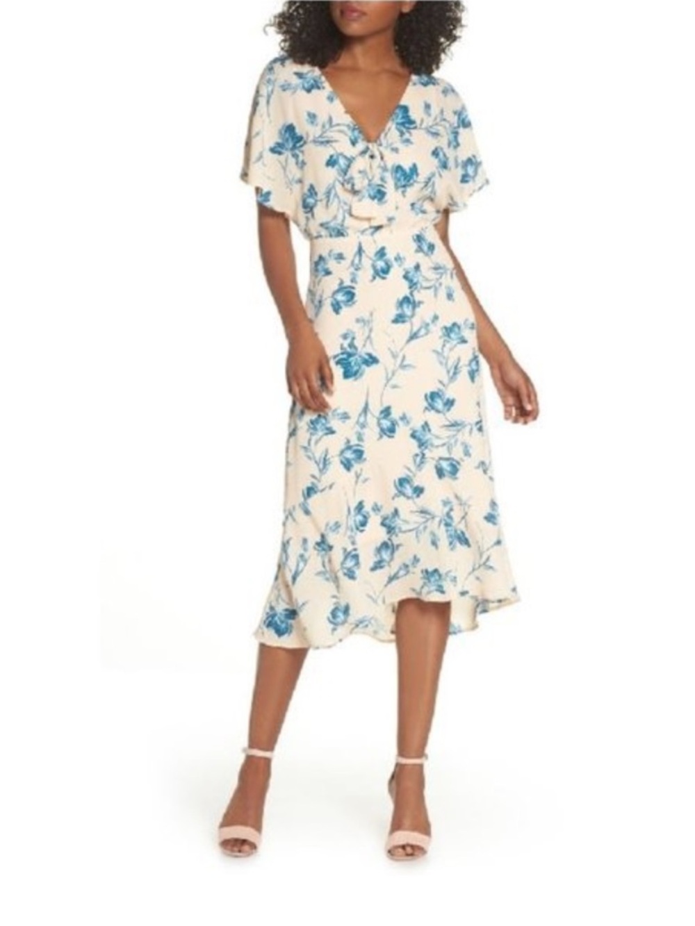 Chelsea28 Floral Flutter Sleeve Midi Dress Size XS